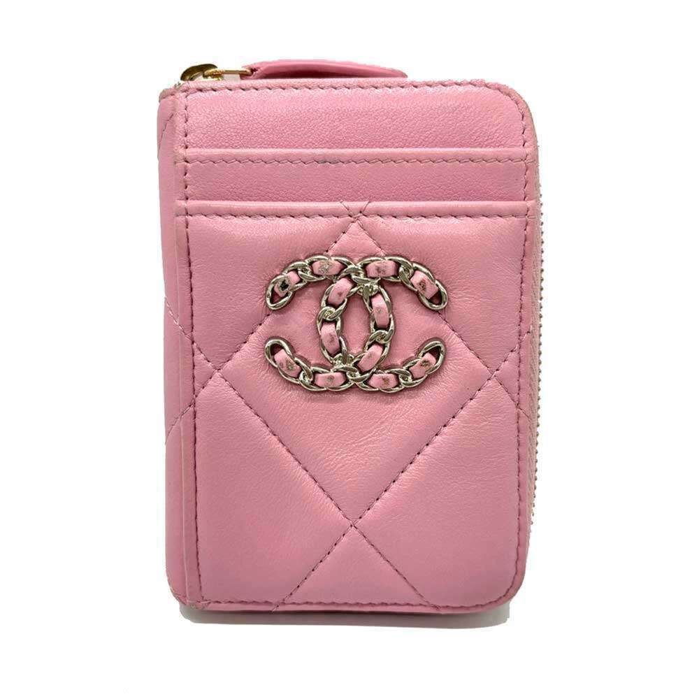 CHANEL Pink Lambskin Leather Wallet